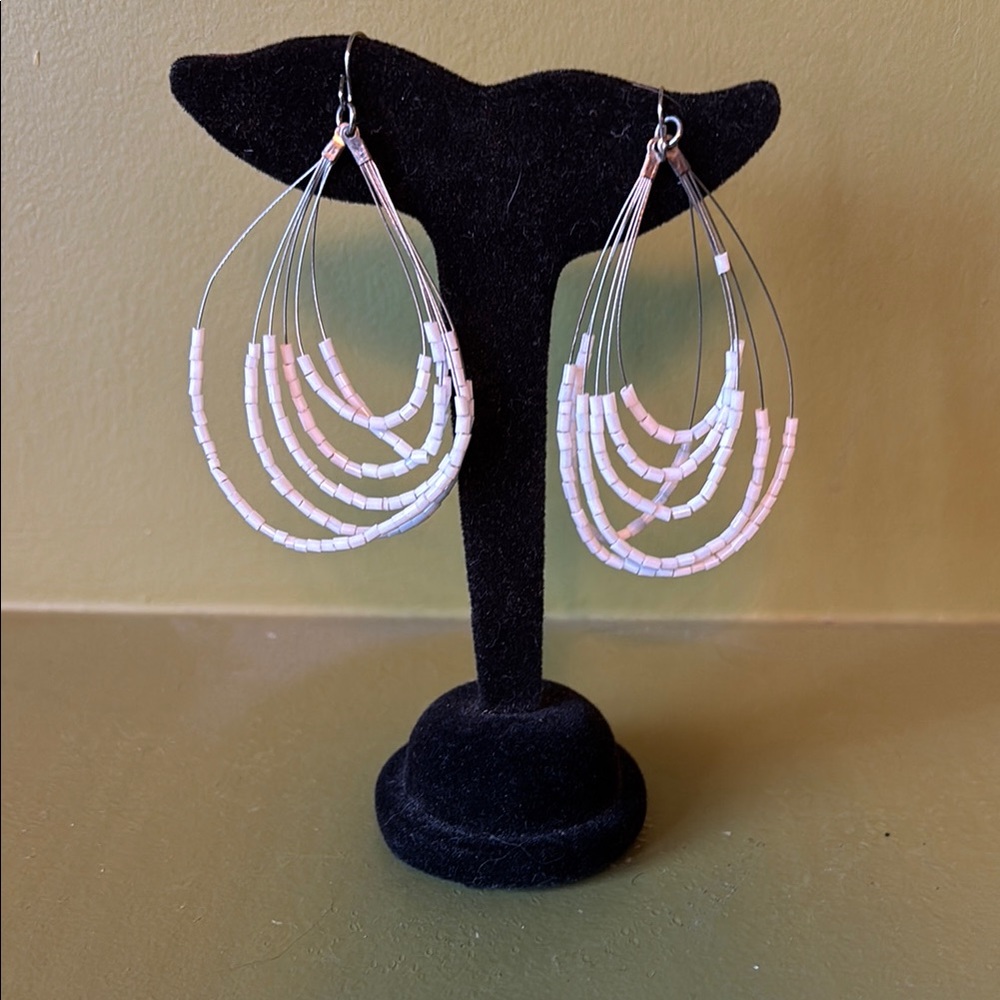 Elegant White Beaded Earrings
